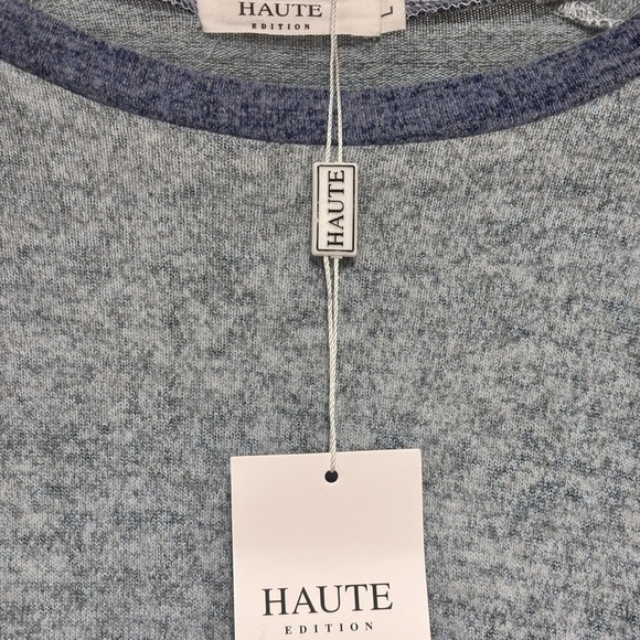 Haute Blue and Gray Women's Crew Neck Sweater - Picture 3 of 7